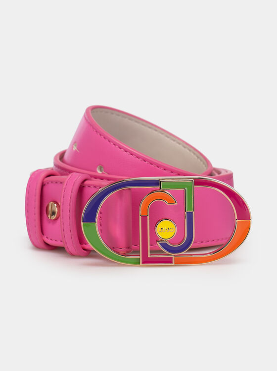Black belt with contrasting logo buckle - 1