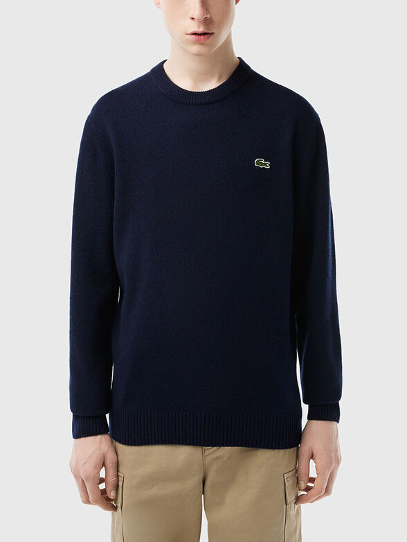 Black wool sweater with logo detail - 1