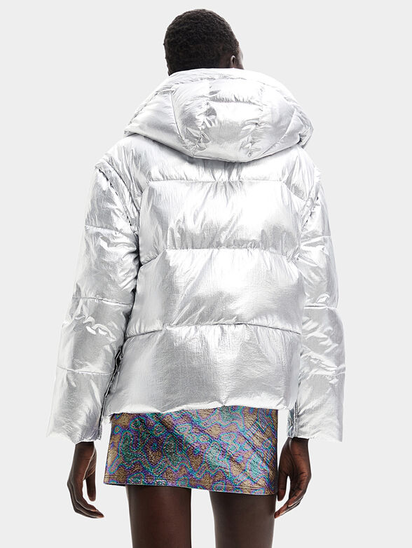 JIMAN silver padded jacket with hood - 2