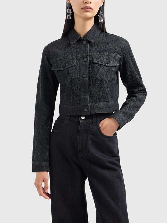 Jachetă din denim cu pietricele aplicate - 1