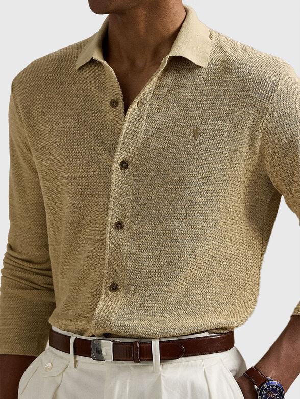 Textured cotton and linen shirt - 4