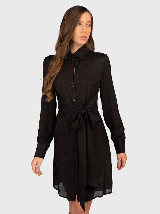 Shirt dress with satin effect - 1