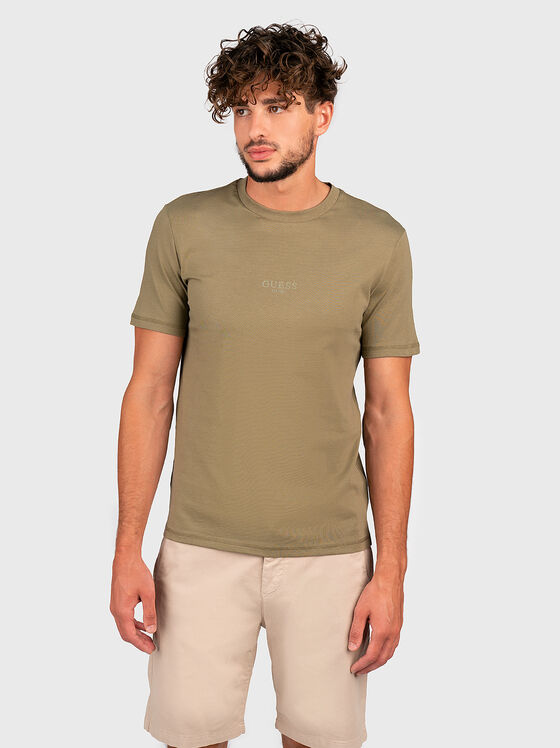 Tricou verde AIDY din bumbac cu logo accentuat - 1