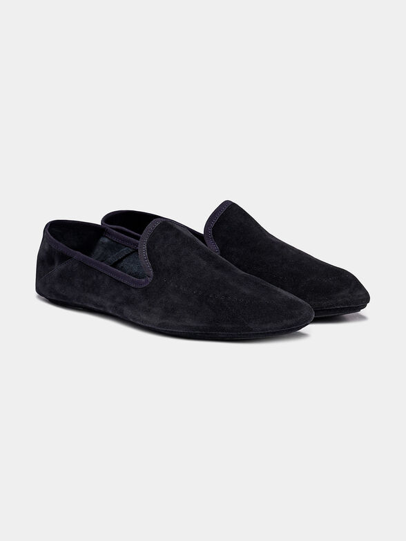 Luxury suede slippers in dark blue - 3