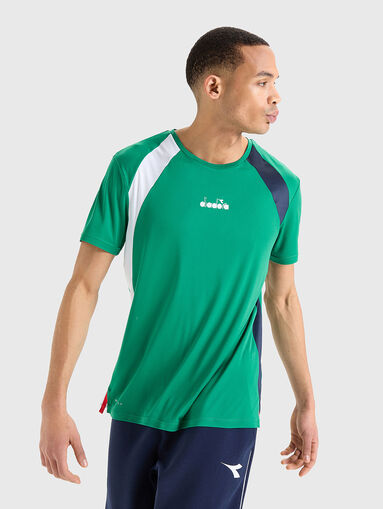 Green T-shirt with logo inscription - 5