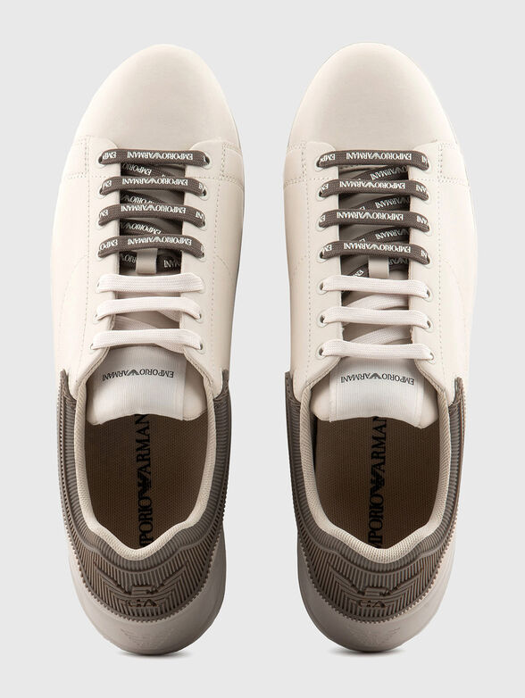 Leather sneakers with logo detail in white color - 6