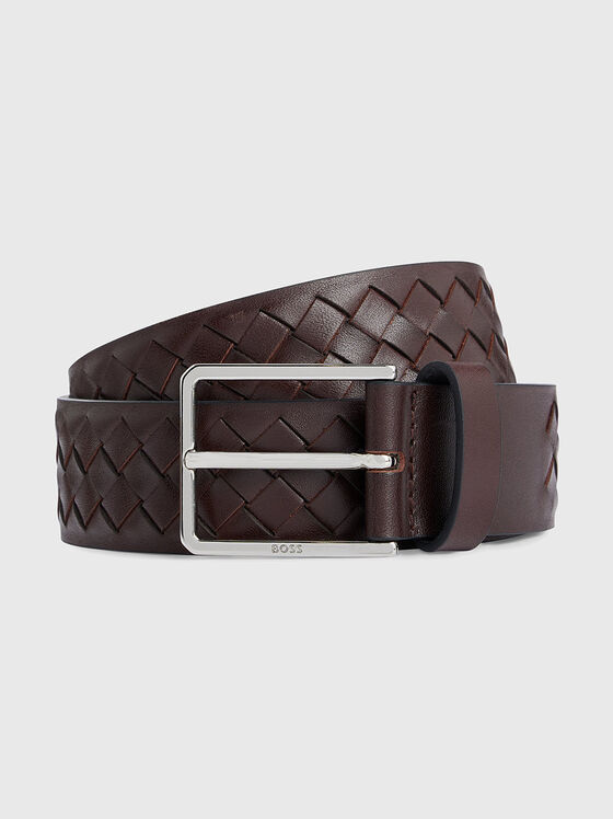 CARY black leather belt with braided texture - 1