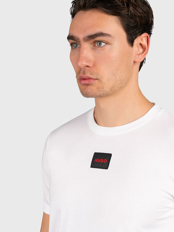 Black cotton T-shirt with contrasting logo - 4