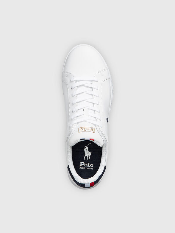 White sneakers with logo embroidery - 4