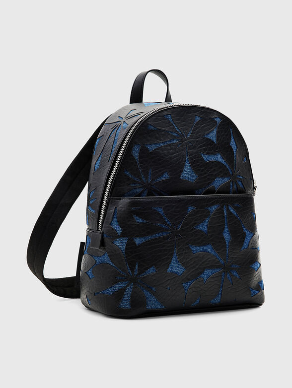 Black backpack with floral motif - 6