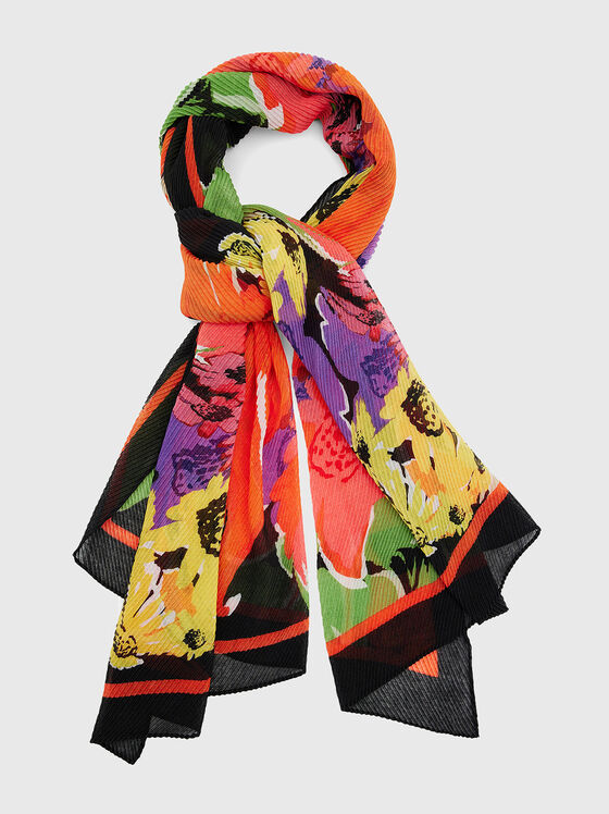 Eșarfă cu imprimeu floral artistic - 1
