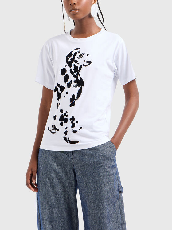 White T-shirt with contrasting print - 1
