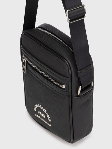 Black crossbody bag with metal logo lettering - 4