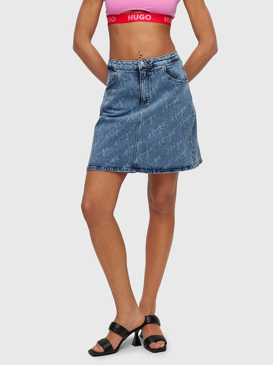 Fustă din denim GIRELLA cu logo imprimat - 1