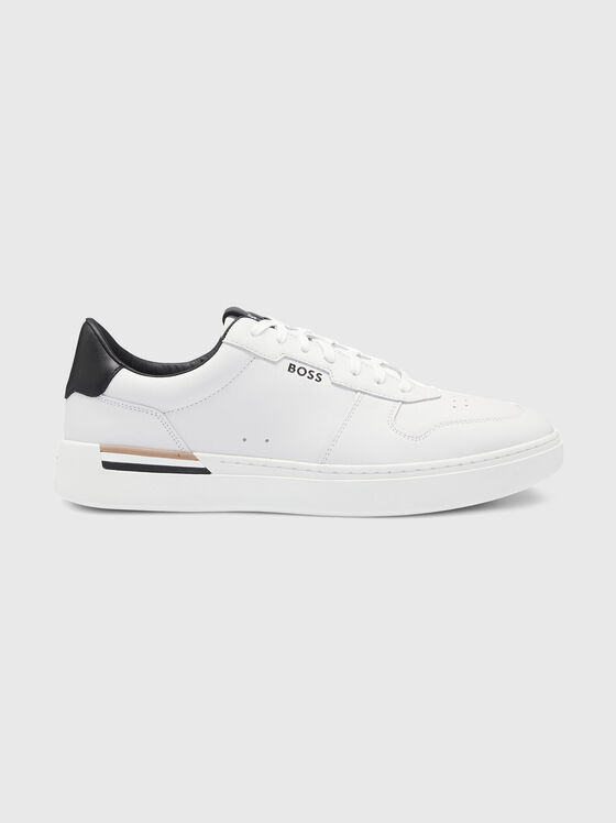 Adidași din piele cu logo - 1