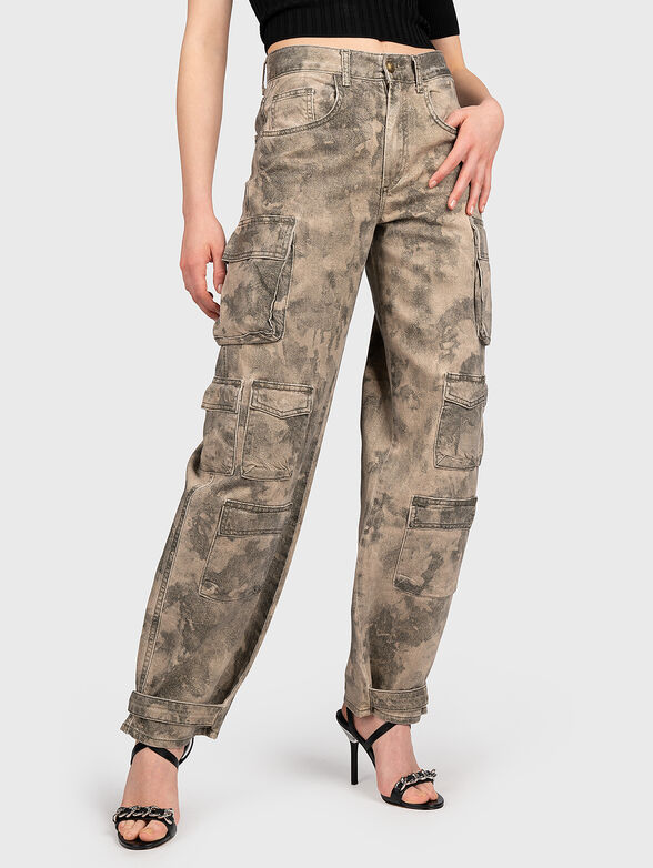 Jeans with camouflage print and accent pockets - 1