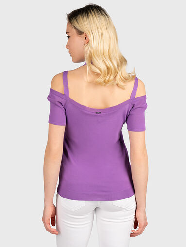Black knitted blouse with accent straps - 3