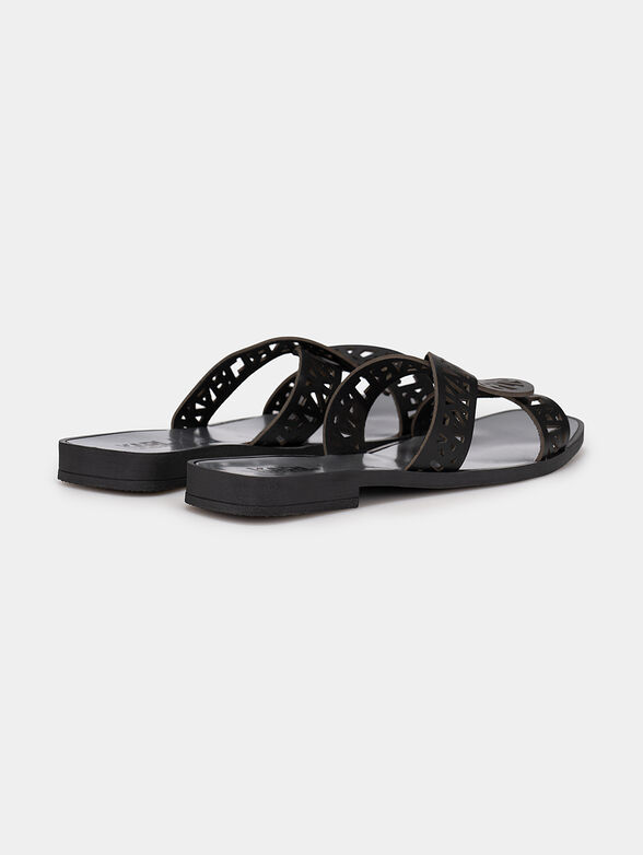SKOOT leather slippers with logo accent - 3