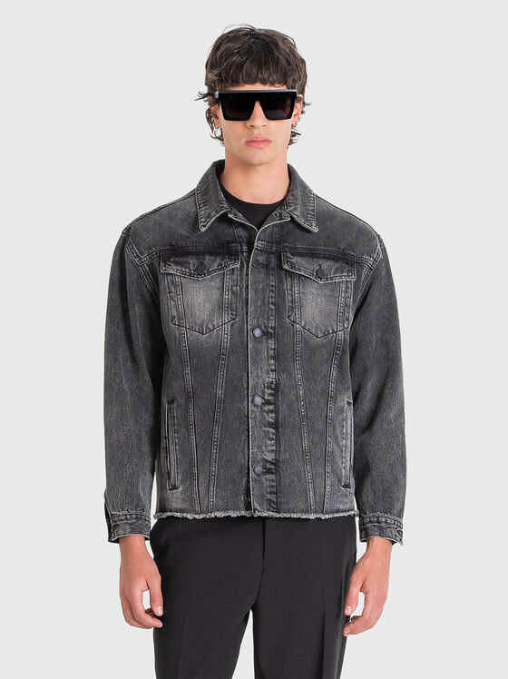 Jachetă din denim cu efect decolorat - 1