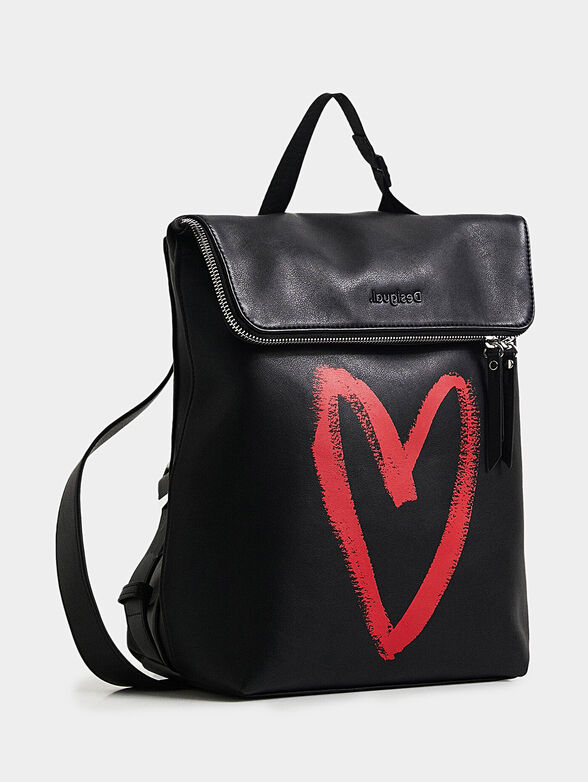 Square leather effect backpack - 3