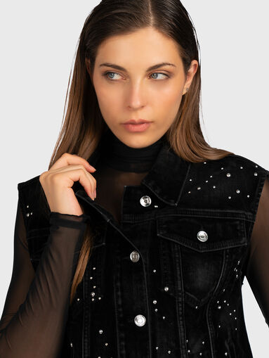 Denim waistcoat with rhinestones  - 5