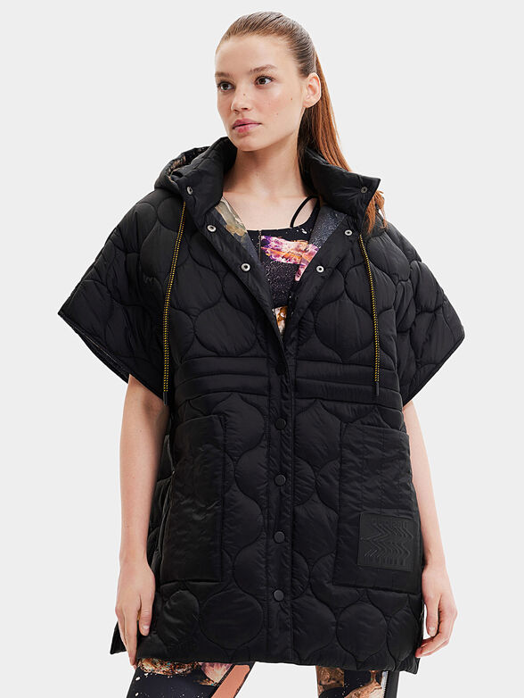 Hooded vest with quilted effect - 1