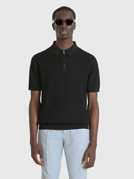 Tricou polo din bumbac cu fermoar - 1