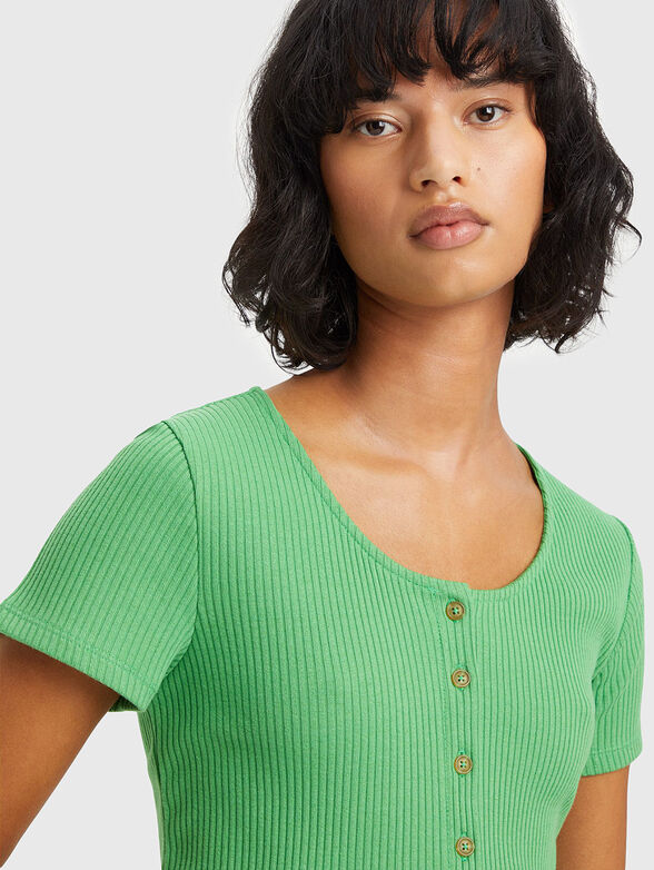 LIME green top with buttons - 3