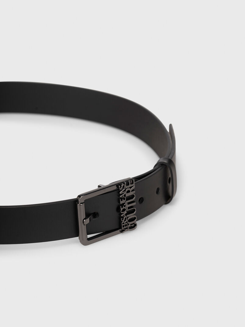 Leather belt in black   - 3
