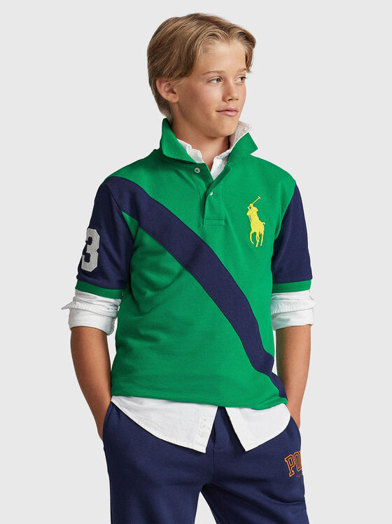 Green Polo shirt with contrast details - 1