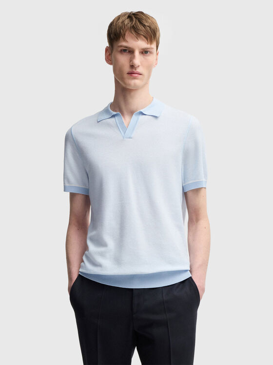 Tricou polo albastru din bumbac - 1