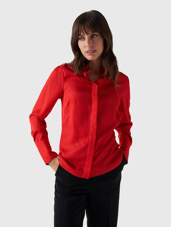 Red shirt with satin effect  - 1