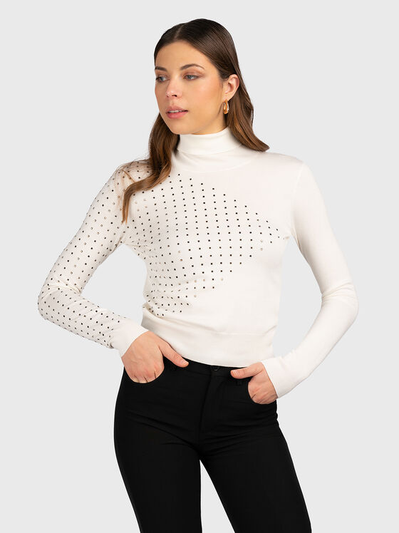Black sweater with turtleneck and accent back - 1