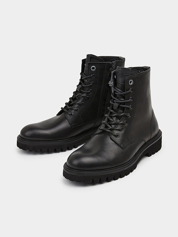 TRUCKER leather ankle boots with laces - 2