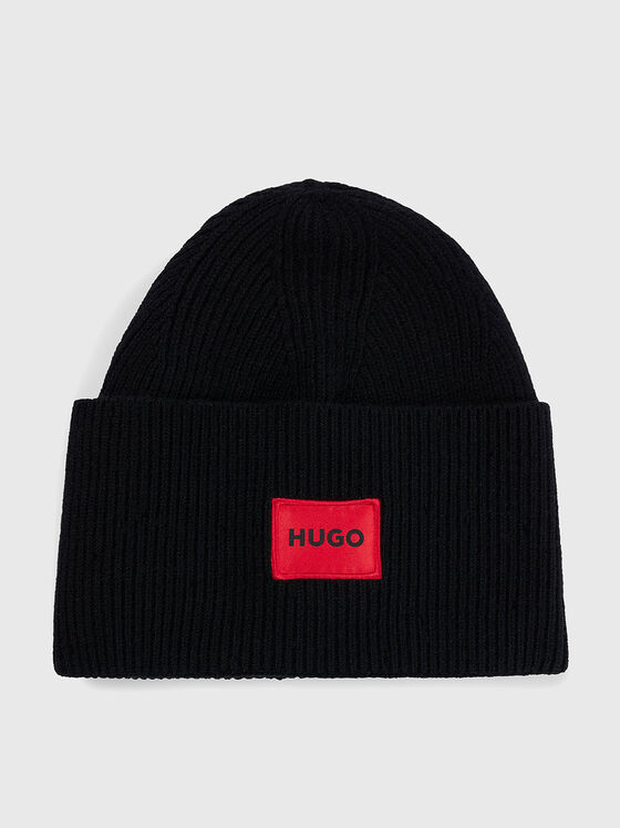 Wool blend hat with contrast logo - 1