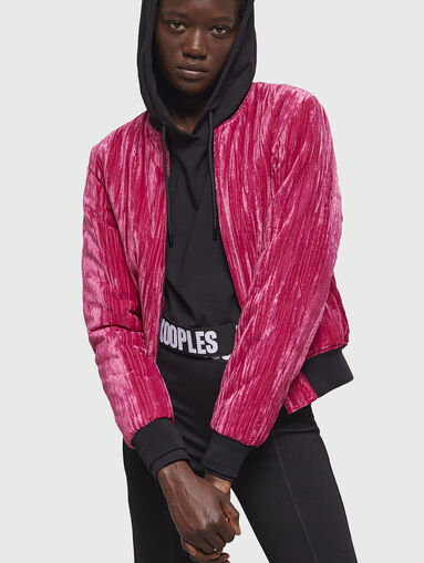 Velvet bomber jacket in fuxia colour - 4