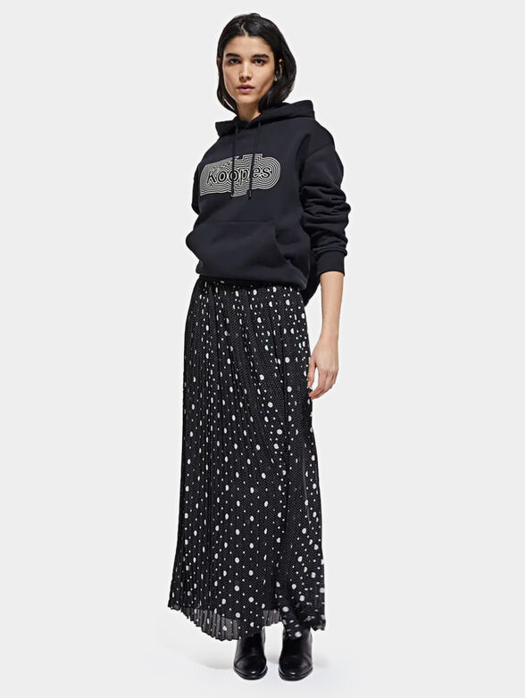 Black sweatshirt with hood and logo print - 2