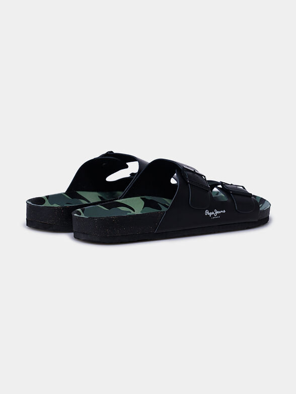 Black leather slippers - 3
