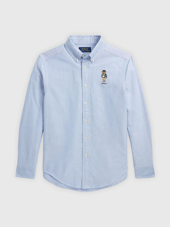 Blue cotton shirt with embroidery - 1
