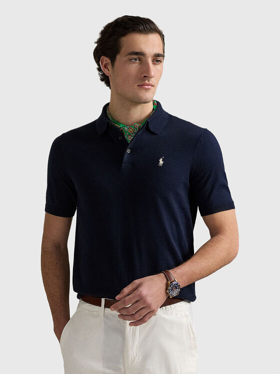 Pulover din bumbac cu guler polo - 1