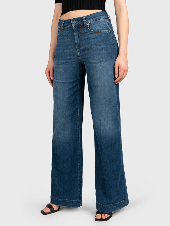 Dark blue jeans with wide legs - 1