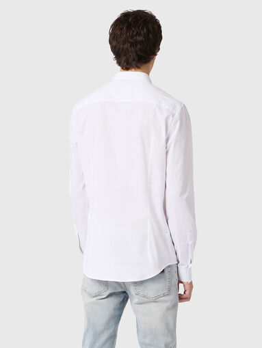 White cotton blend shirt with logo detail - 3