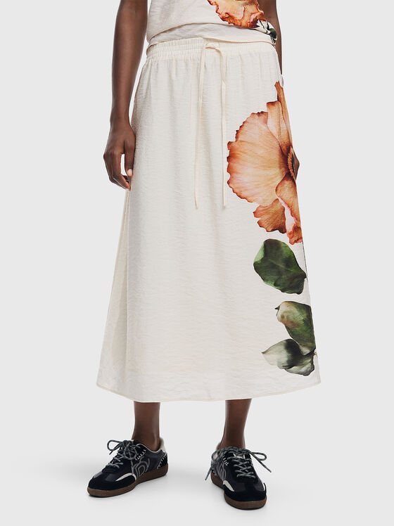 Fustă midi cu accent floral - 1