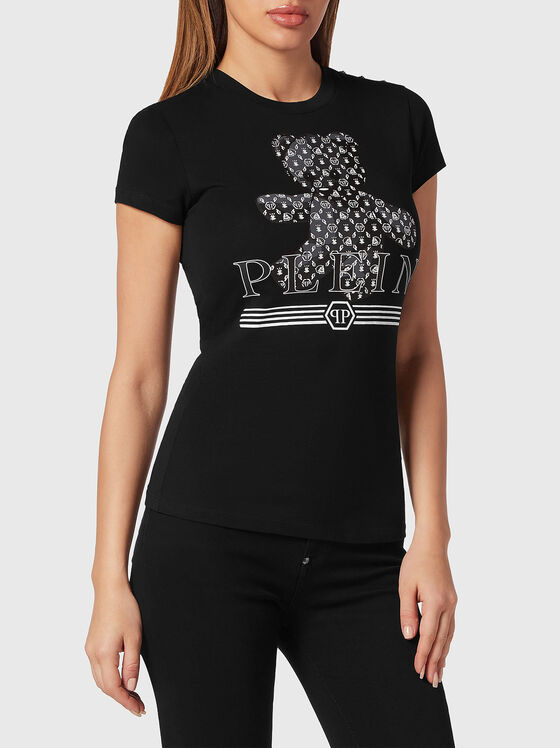 Tricou negru SEXY PURE TEDDY BEAR cu imprimeu - 1