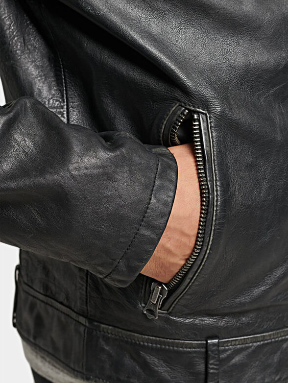 HERITAGE black leather jacket - 5