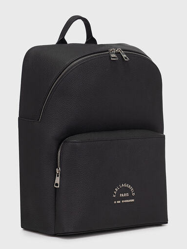 Black leather backpack with logo detail - 5
