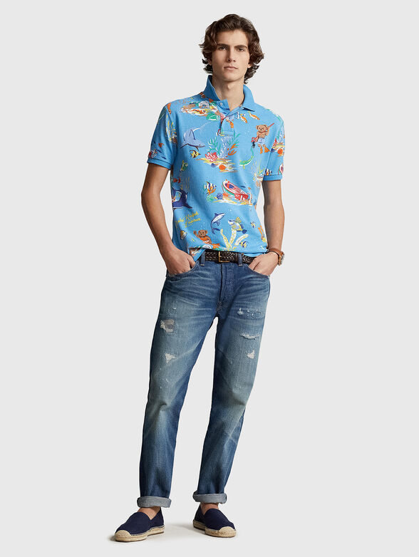 Cotton Polo-shirt with sea print - 2