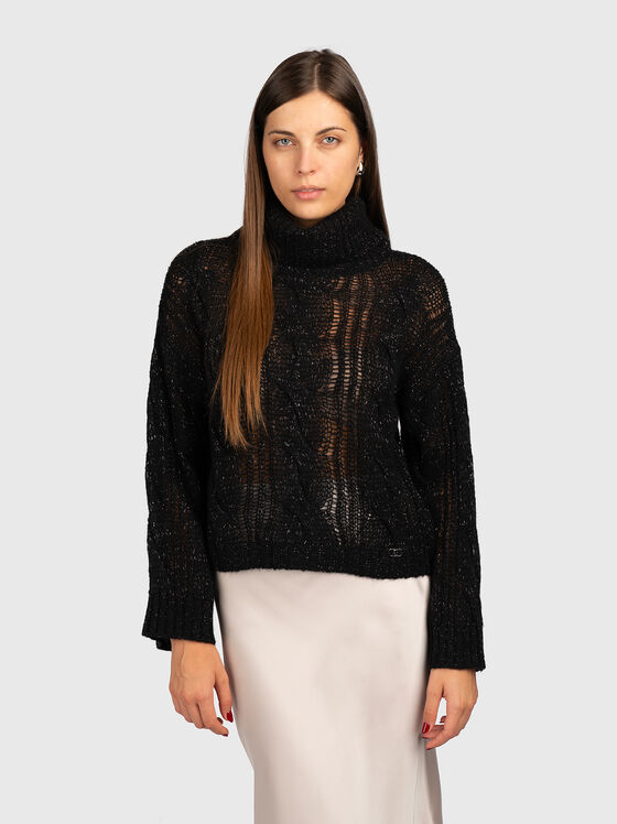 Pulover negru cu efect translucid - 1
