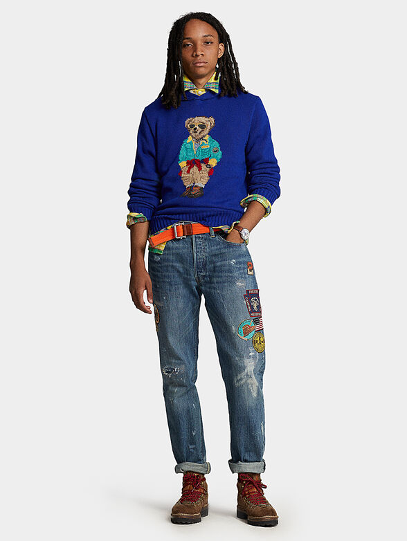 Blue cotton sweater with Polo Bear motif - 2