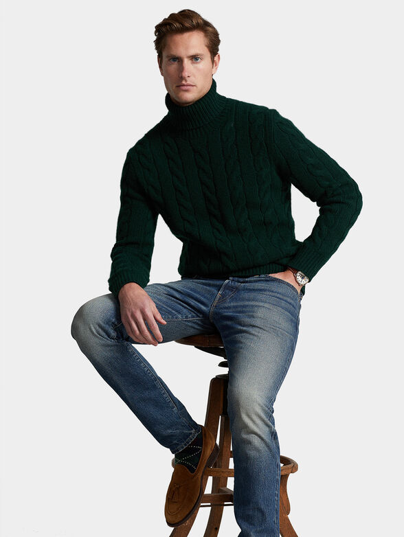 Dark green sweater with turtleneck collar - 2